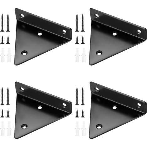 4 Pièces Supports d'étagère Flottants, Supports à Tablettes Muraux Triangulaires Invisibles, Equerre Etagere Murale Métal pour étagère