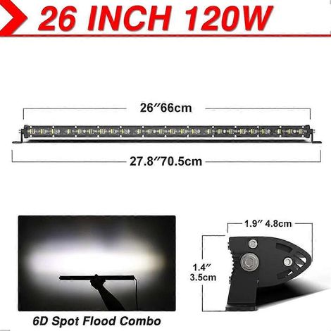 Barre lumineuse LED NAOEVO 6D 60W 120W 180W avec feux de jour, antibrouillards et projecteurs de travail LED pour 4x4 tout-terrain, phare LED 6D pour Nissan Lada, quad et camion 6D-26IN-W (1/5)