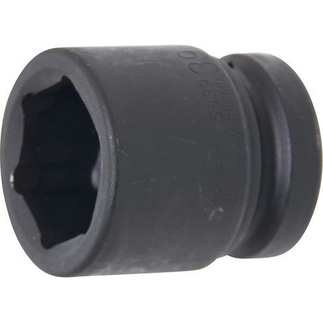Impact socket, 6-point, 25 mm, chrome-molybdenum steel, 39 mm opening, for impact wrench (1/2)