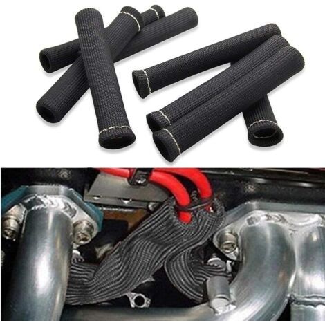 8 pièces bougie fil bottes bouclier thermique protecteur manchon 2500 degrés bougie chaleur couverture enveloppe 6 pouces pour SBC BBC 350 454(Noir) (1/5)