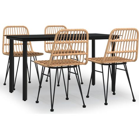 Ensemble à manger de jardin 5pcs Mobilier de jardin Résine tressée (1/5)