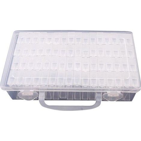 (White) Adjustable Plastic Jewelry Storage Box - SODIAL - 64 Compartments - White (1/4)