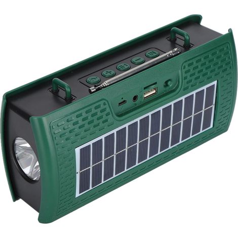 Enceinte Bluetooth Portable 5.0 avec Panneau Solaire, Lampe Torche LED et Radio FM