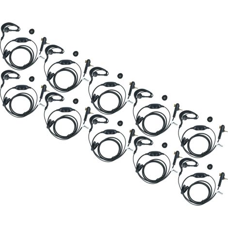 vhbw 10x Headset earpiece compatible with Motorola MTH850, MTP850, MTH650, CEP400, Tetra, MTH600, MTH800 Radio Walkie Talkie