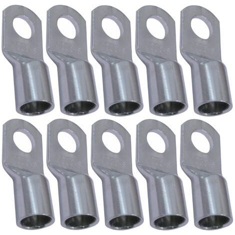 Lot de 10 Cosses Electriques à Oeillet Tubulaire - Oeil - Ø8mm - Non Isolées - pour Conducteur 35mm² - Connecteur de Fil Electrique - Serrage - Couleur Argent (1/3)