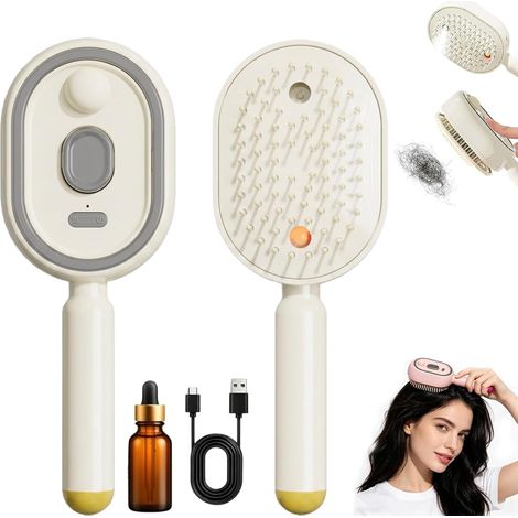 Brosse à cheveux électrique pour pulvérisation et massage, brosse à coussin d'air avec autonettoyante, brosses à vapeur électriques démêlantes rechargeables pour cheveux pour réduire les frisottis (1/5)