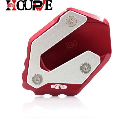 (Rouge-xSR700) Plaque d'extension de béquille latérale CNC compatible avec YAMAHA MT-07, MT07, FZ-07, Tracer 700GT, 700 GT, XSR700, XSR 700 Maxpower (1/4)