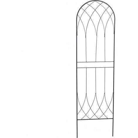 Lot de 2 treillis pour plantes grimpantes en acier noir 140 x 38 x 1 cm design élégant ambiance jardin (1/2)