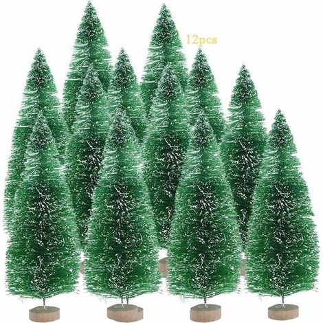 Sapin de Noël artificiel Sapin De Noël Mini Arbre De Noël Miniature Decoration Table Christmas Tree Pour Bricolage Chambre Intérieur (Vert Sapin De Noël, 8.5cm-12pcs) (1/4)
