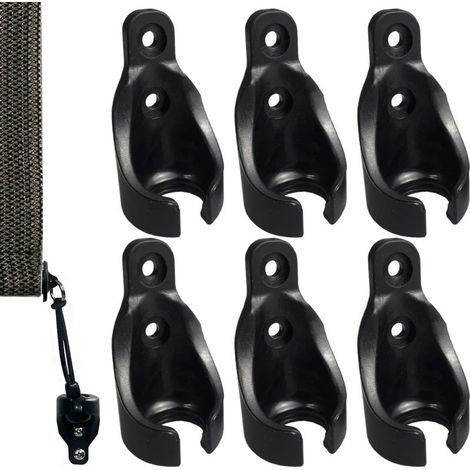 Kit de 6 récepteurs à boule Irovami - Attaches élastiques pour auvent/voile d'ombrage, plastique résistant, pré-percé, noir (1/5)
