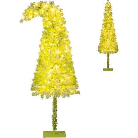 COSTWAY Albero di Natale da 150/180/210 CM, Albero di Natale Artificiale Slim Pre-Illuminato con Punta Flessibile, 216/290/366 Punte di Ramo, 80/120/160 Luci LED Bianche Calde e 8 Modalità (180 cm) (1/5)