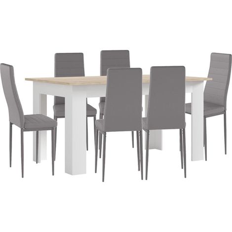 Pack Mesa de Comedor o Cocina + 6 Sillas en Polipiel/metal