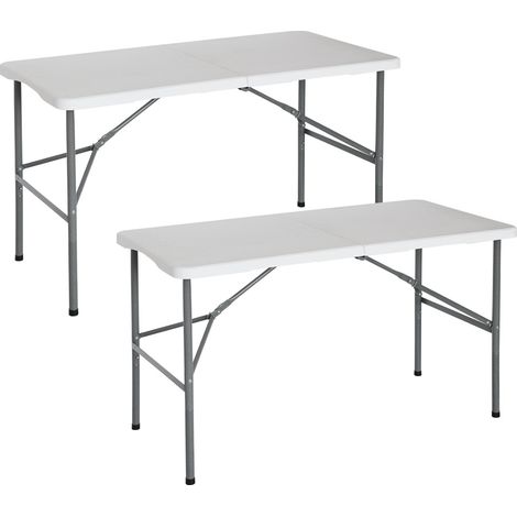 Pack 2 Mesas Plegables Portátiles Resina 122cm Blanco 7house (1/5)