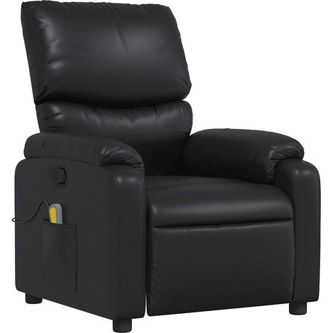 Poltrona relax TV con funzione massaggio reclinabile in PVC nero DEC027035