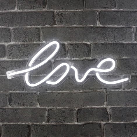 Lampe néon love – Tubes LED blanc froid – Socle en plexiglas – Installation murale facile – Décoration intérieure unique (1/5)