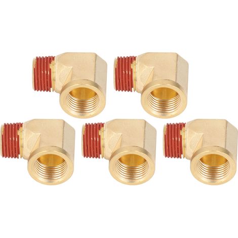 Raccords coudés en laiton massif 1/2 pouce NPT mâle-femelle 90° lot de 5 avec joint en caoutchouc étanche pour plomberie (1/5)