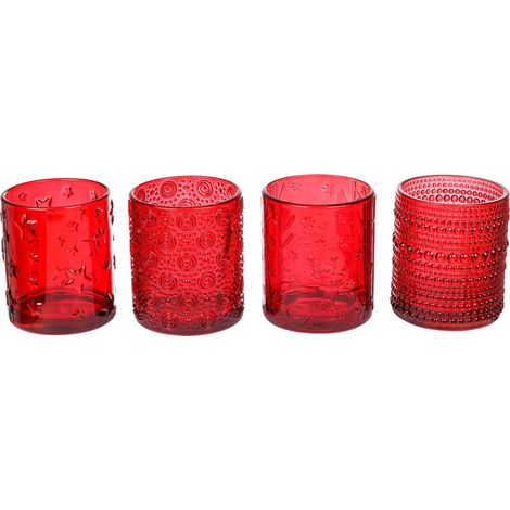 ARPIMEX Vasetto Portacandela Natale D 8,8 Cm H 10 Cm Ass. Vetro Rosso 1 Pz