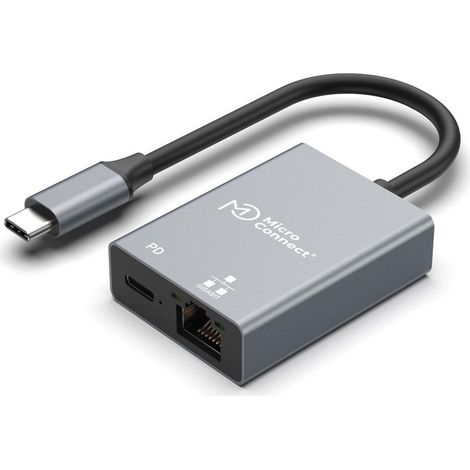 Adaptateur MicroConnect USB-C vers RJ45 et alimentation USB-C, USB3.1CETHPDBA