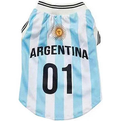 T-shirt respirant pour animaux de compagnie - Motif football et léger - pour chihuahuas, carlins et chats - Bleu - Taille 2XL (1/5)