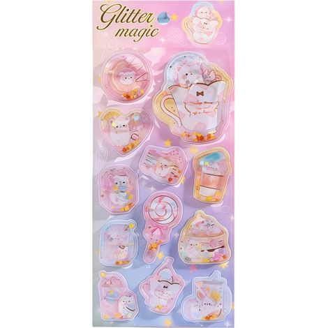 Cartoon 3D Shaking Stickers, various shapes, cute and soft colors, journal decoration self-adhesive stickers -- Cartoon 3D Shaking Stickers 01 (1/5)