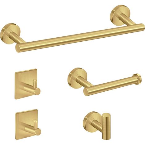 Porte-serviettes doré, 40 cm – Acier inoxydable 304 – Finition brossée – Fixation murale avec vis invisibles (1/4)