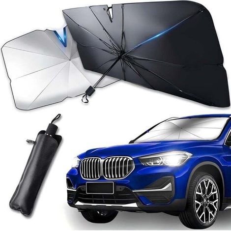 Pare Soleil Voiture Pare Brise Avant 132 x 76 cm - Anti - UV 99%, Parapluie Soleil Pliable, Convient aux Voitures, SUV, Fourgonnettes - Facile à Installer Et Compact.