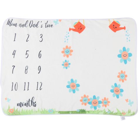Couverture Doublée en Flanelle pour Nouveau-né - Fond Photo à Fleurs Arrosées pour Progression Mensuelle (1/5)