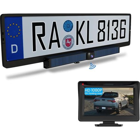 Drahtlose Solar-Rückfahrkamera, DIY-Installation, Autokamera mit 4,3-Zoll-Bildschirm und 2600-mAh-Akku, IP67 wasserdichte Nachtsicht-Rückfahrkamera für Wohnmobile
