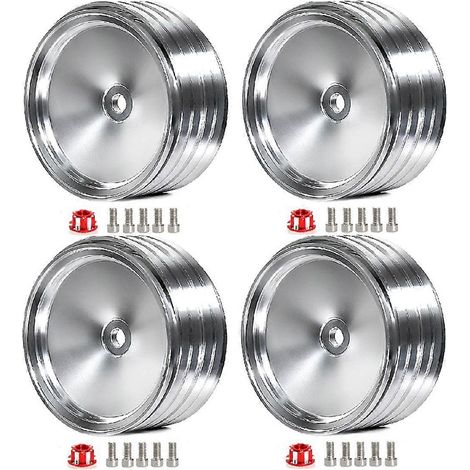 Lot de 4 moyeux de roue rétro en métal de 1,9 pouce avec rétroviseur pour voiture RC SCX10-4, accessoires de modification universels argentés B (1/5)