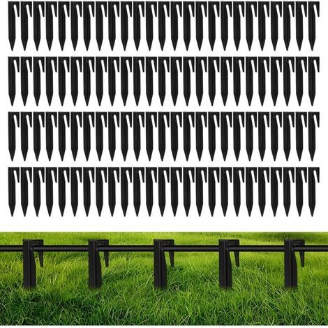 100 Pcs Robotic Lawn Mower Wire Pegs, 8.5cm Cable Fixing Pegs Peripheral Anchor Pegs Heavy Duty Plastic Garden Stakes Compatible with Gardena Husqvarna Worx Bosch (1/5)