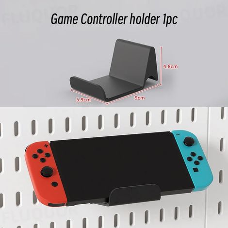 (Support de manette B) Organisateur mural sans perçage pour panneau perforé, étagères de rangement modulaires avec crochets et accessoires, salle de jeux, cuisine, bureau (1/5)