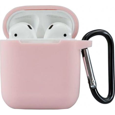 Cover custodia silicone rosa cuffie bluetooth porta auricolari flessibile gancio (1/5)