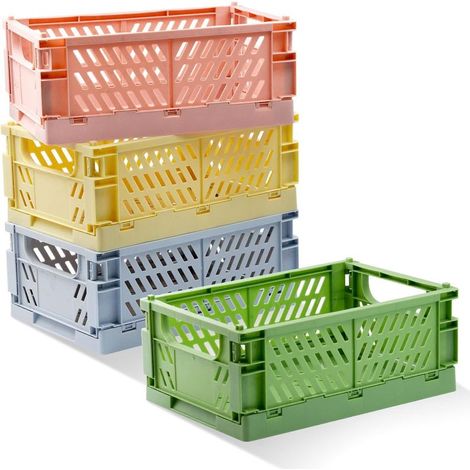Lot de 4 petits conteneurs de rangement colorés pour chambre à coucher, bureau, salle de classe, salle de bain, bureau, tiroir, organisateur décoratif (9,8 x 6,5 x 3,8 pouces) (1/5)