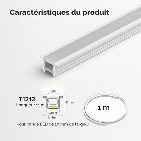 FCOB T1212 1M Profile Tube Silicone Neon White Milk 120° Lighting (1/4)