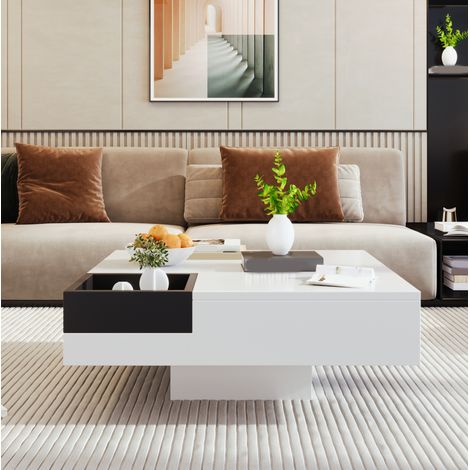 Wohnzimmertisch Couchtisch Aufbewahrung 72x72 LED OKMYHOME (1/5)