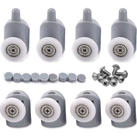 Lot de 8 Roulettes de Porte de Douche, Roulettes Doubles de Rechange, pour le Bricolage en Verre de 4 à 6 mm, de 23 mm de Diamètre (1/4)