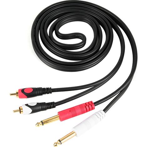 Câble audio guitare ligne double mâle Jack 6,35 vers 2 RCA pour interface audio (1/5)