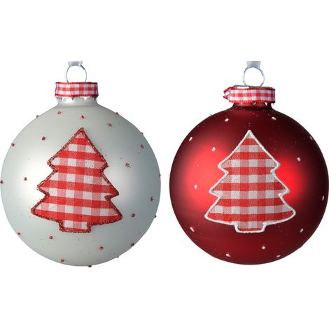 Sfera decorazione albero rosso-bianco