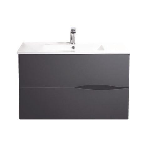 ONDEE - Mueble de baño suspendido 2DOO - L70cm - Tacto suave - Entregado montado - negro (1/5)