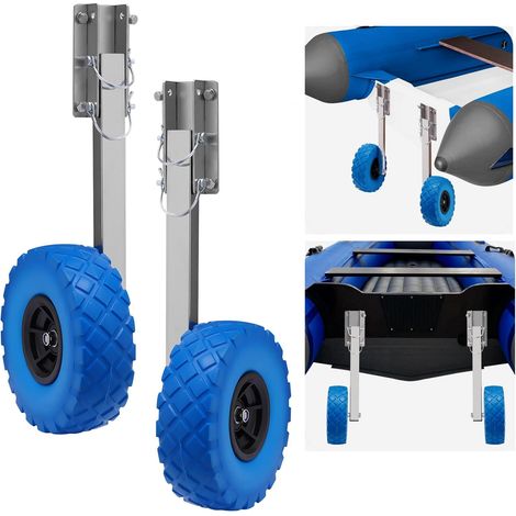 HAUTOUR Roues arrière en acier inoxydable, roues de transport amovibles, bateau pneumatique, roues de bateau, roues de bateau gonflable, capacité de charge de 150 kg, roues de transport pour bateaux (1/5)