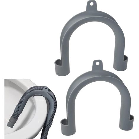 Support de tuyau pour lave-linge, lot de 2 crochets de sortie de tuyau, support en plastique en forme de U, universel à 180° pour lave-linge et lave-vaisselle (diamètre extérieur 24 mm à 180°).-AquaFo (1/4)