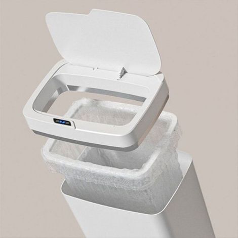 15L Détection de Mouvement Automatique Poubelle Poubelle Automatique étanche Silencieuse Poubelle Rechargeable pour Blanc & Or (1/5)