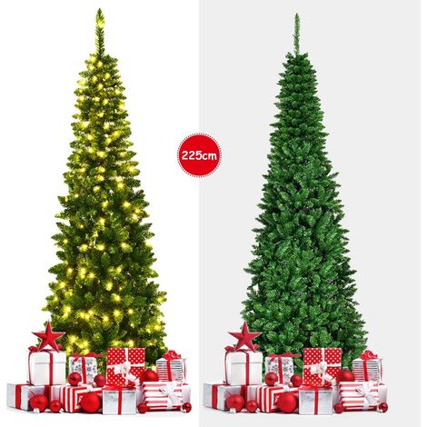COSTWAY Árbol de Navidad Artificial 225 cm Luces de 2 Tipos Decoración para Navidad Hogra Interior Fiesta (1/5)