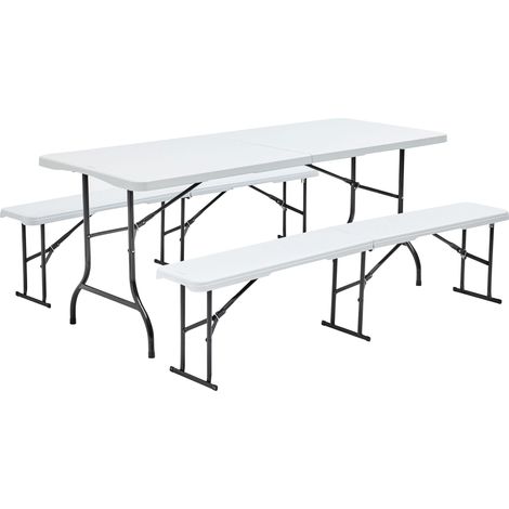 Rekkem – Table de jardin pliante 180 cm – 8 places – Structure acier époxy – Plateau en polyéthylène haute densité – Usage intérieur/extérieur