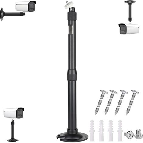 Poteau de Montage Extensible pour Les Caméras de Surveillance de Sécurité,30cm-60cm Support Mural Universel Réglable pour Caméra,Réglable à 360°Support pour Caméras IP CCTV (Noir)