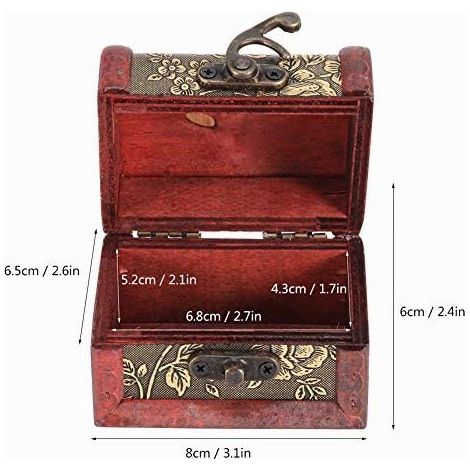 Boîte à Bijoux en Bois de européen vintage petit cas de stockage à la main de ancien à la main avec mini serrure en métal pour stocker bijoux perle Boites Cadeaux (1/5)