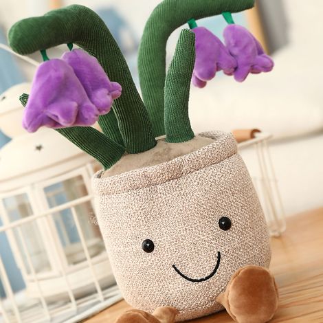 Lot décoratif créatif tulipe simulée en peluche violette 35cm (0.195kg) pour salon bureau chambre, plante succulente artificielle, cadeau fille, fleur bleue. (1/3)