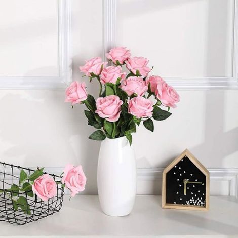 Rose Artificielle Fleurs De Soie Bouquet Home Office Arrangements De Mariage Rose Clair (10 PCS) Rose Cla FLEUR-PLANTE ARTIFICIELLE (1/5)
