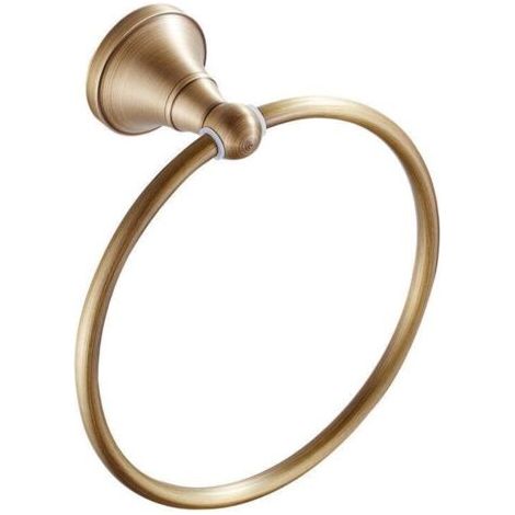 Anneau porte-serviettes mural Laiton brossé Vintage 18cm Bronze antique Fixation invisible Salle de bain Design élégant et robuste (1/4)