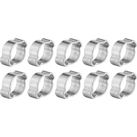 Doppelohr-Schlauchschellen aus verzinktem Eisen – 10er-Packung, passend für Kraftstoffschläuche (Ø 9–11 mm), verstellbarer Durchmesser 5–23 mm